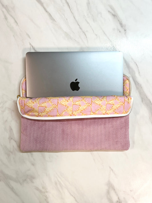 Housse Ordinateur Velours Côtelé - Rose Seventies