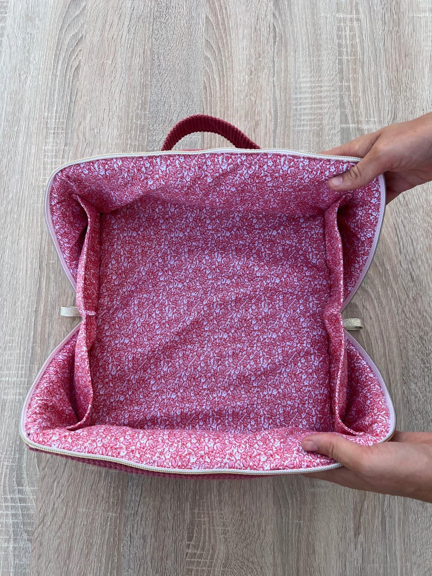 Trésor XXL corduroy toiletry bag in Raspberry Pink