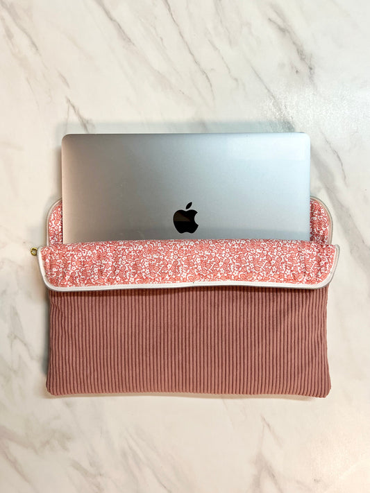 Housse d'ordinateur Velours Côtelé - Rose
