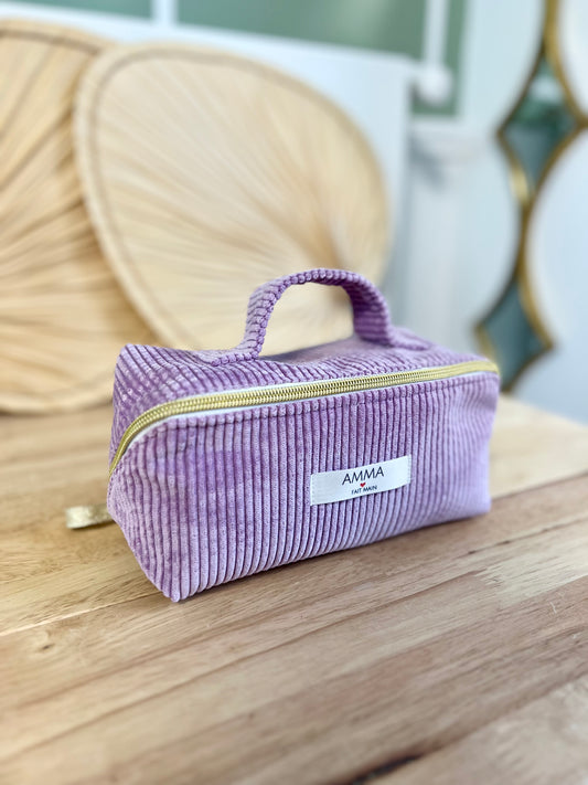 Trousse de toilette trésor velours côtelé lavande