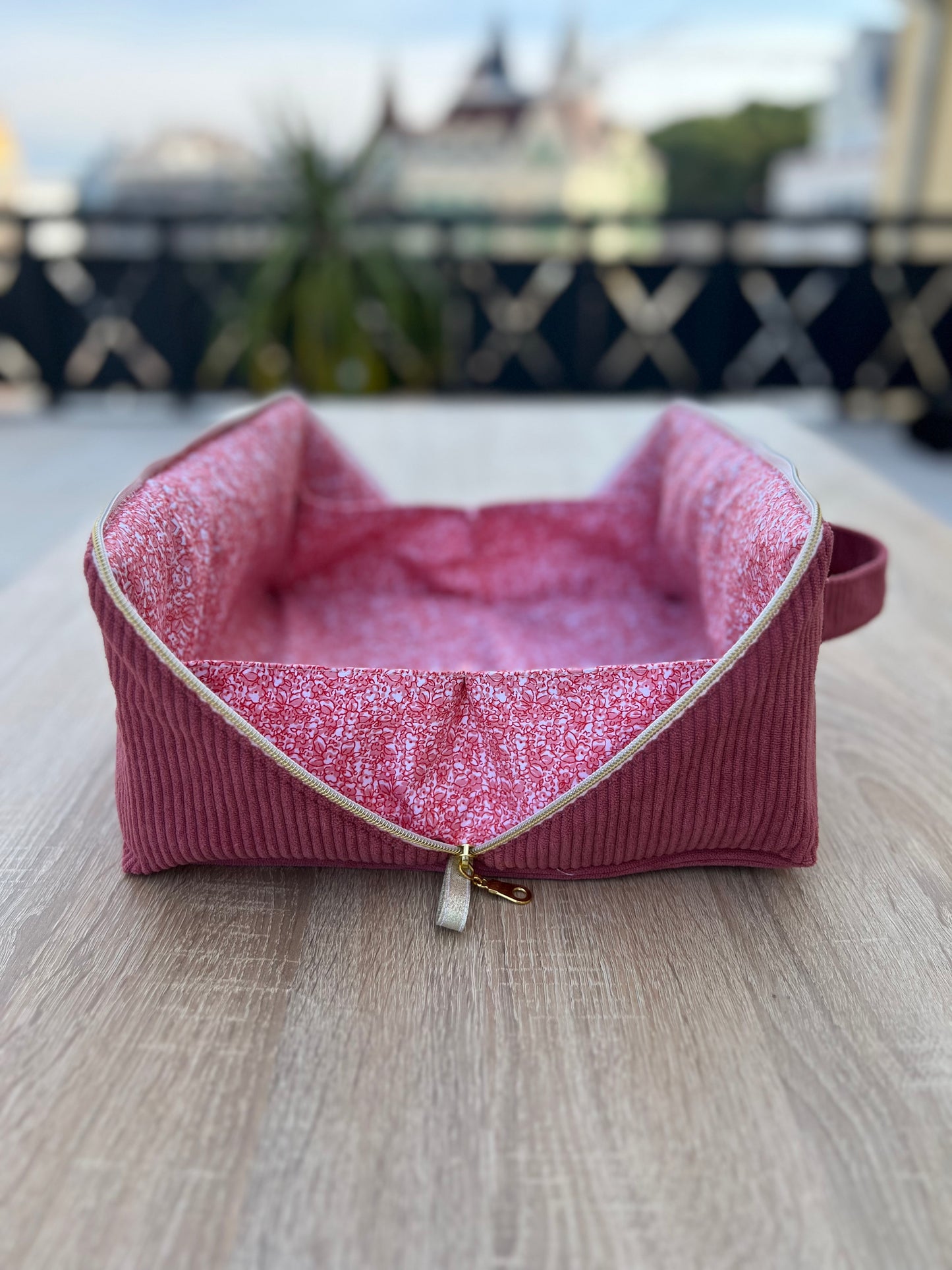 Trésor XXL corduroy toiletry bag in Raspberry Pink