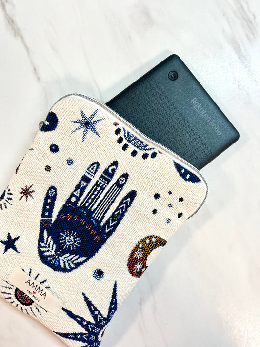 Kindle/Kobo e-reader cover in jacquard fabric - Arty Blue Karma