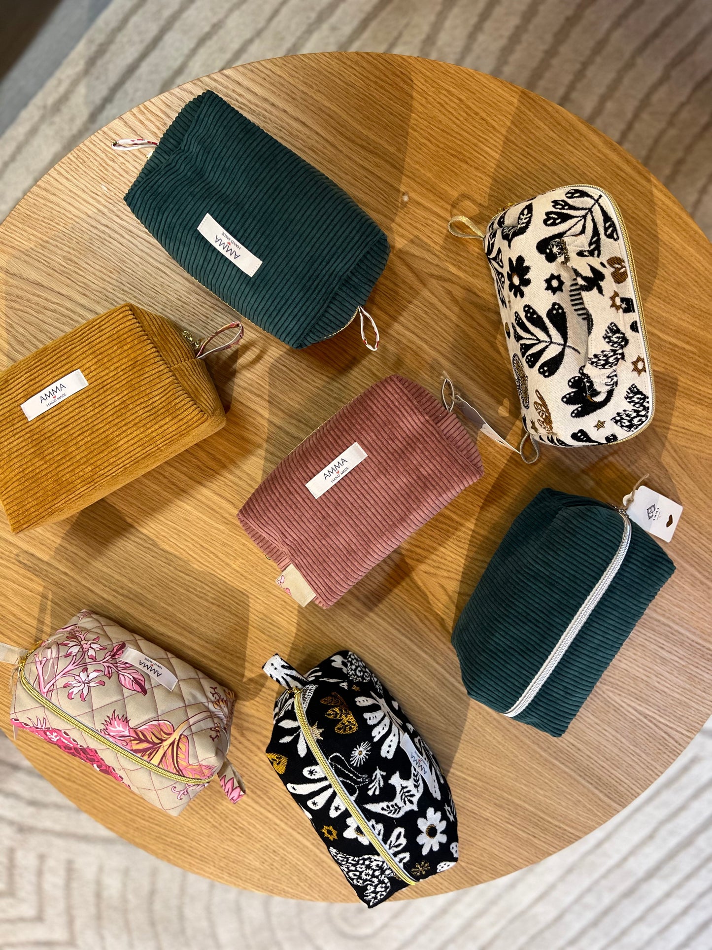 Trousse de toilette velours côtelé Rose