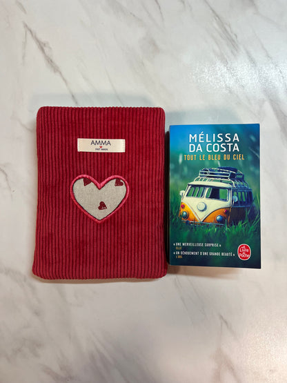 Housse de livre velours côtelé Rouge Valentin