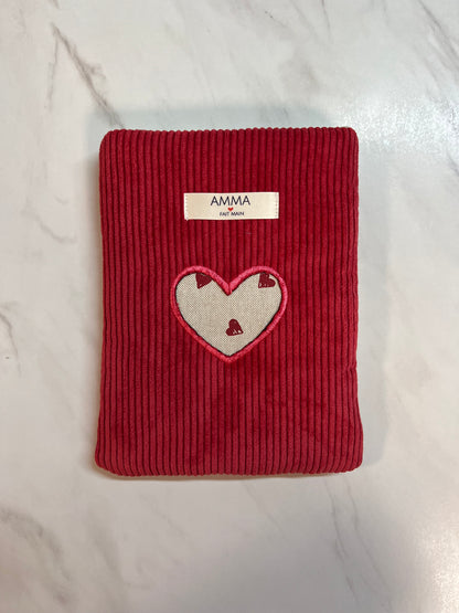 Housse de livre velours côtelé Rouge Valentin