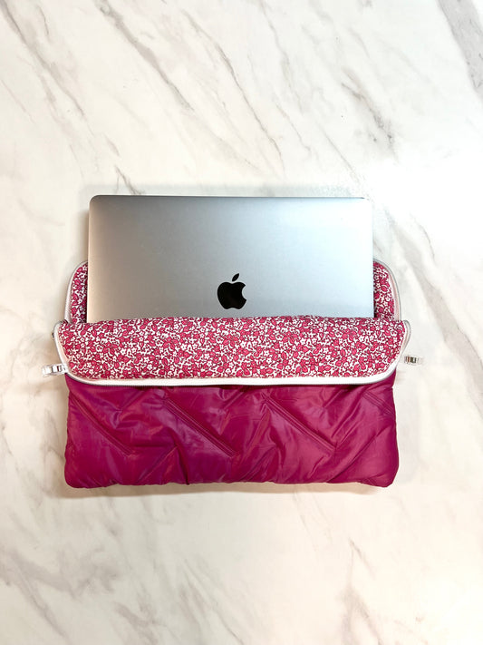 Housse Ordinateur Doudoune Fuschia