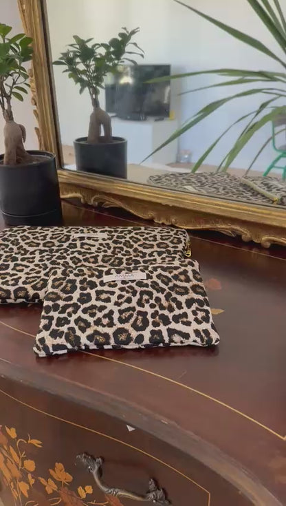 Housse ordinateur tissu jacquard - Léopard