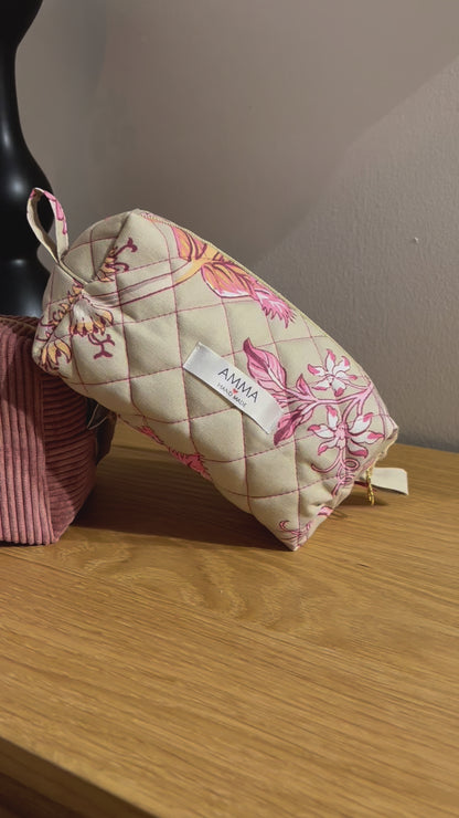 Trousse de toilette velours côtelé Rose